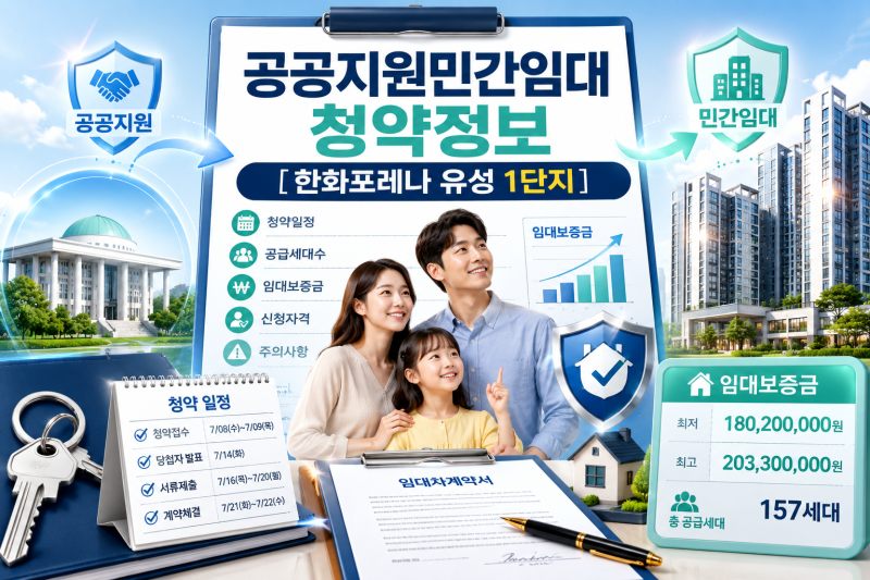 한화포레나 유성 1단지 공공지원민간임대 청약정보 총정리｜157세대 공급·임대보증금 확인