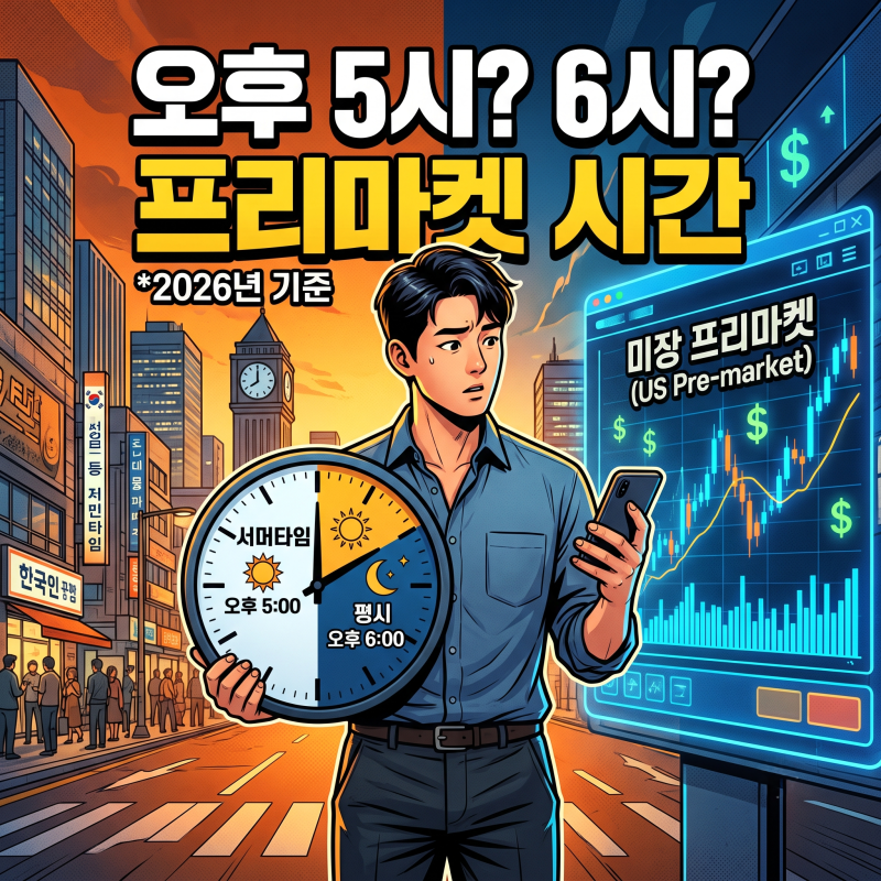 미장 프리마켓 시간 2026, 서머타임 따라 1시간 갈립니다