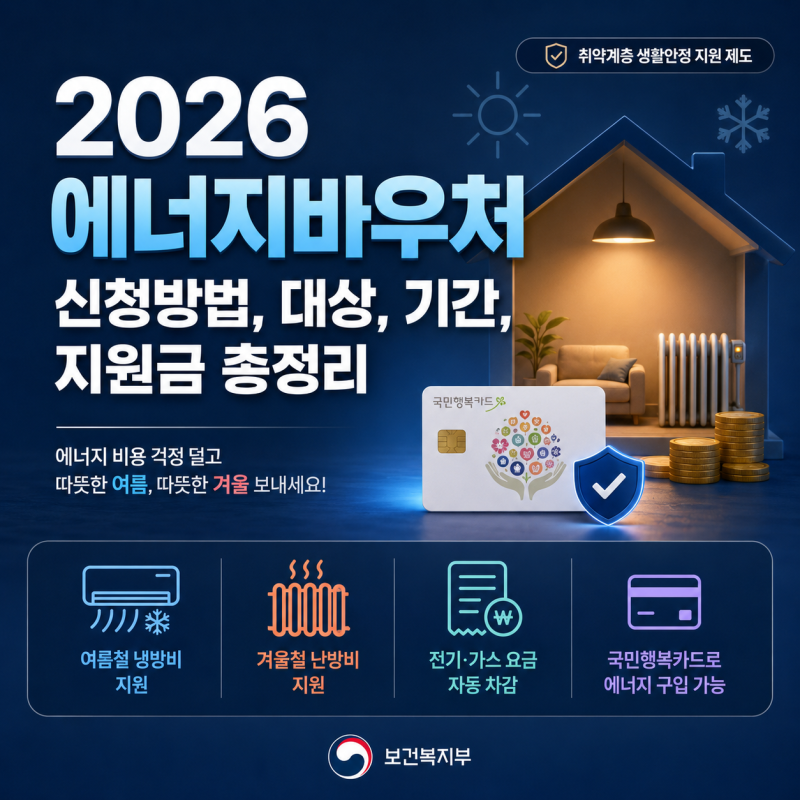 2026 에너지바우처 신청방법, 대상, 기간, 지원금 총정리