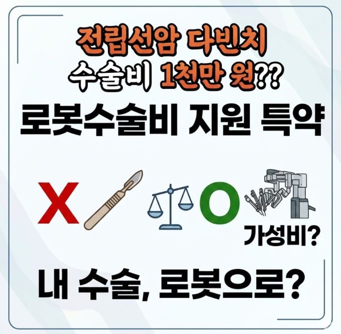 전립선암 다빈치 수술비 1천만 원 시대, 로봇수술비 지원 특약 가성비 있을까?