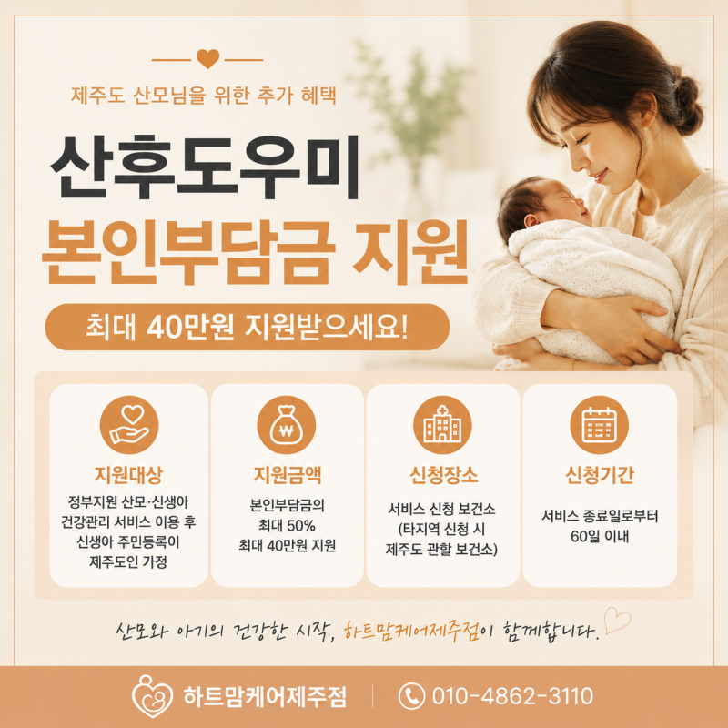 제주도 산후도우미 이용했다면? 본인부담금 최대 40만원 지원받으세요! - 제주산후도우미교....