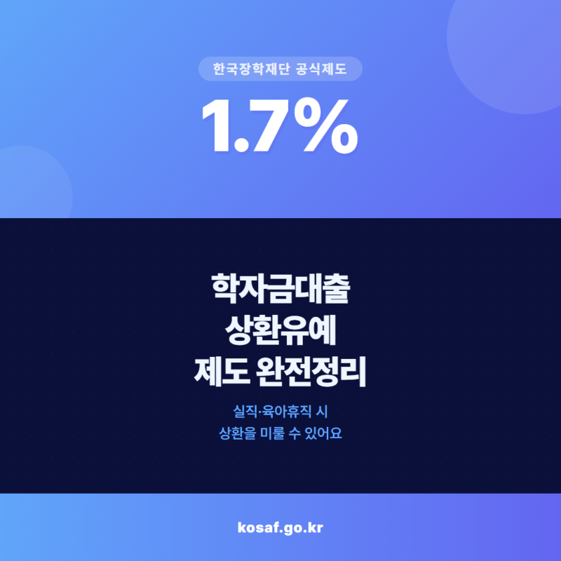 [정보]학자금대출 상환유예 제도! 실직·육아휴직 시 상환 미룰 수 있어요.