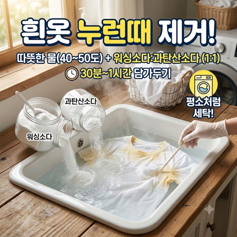 흰옷누런때제거, 워싱소다 사용법 저장하세요