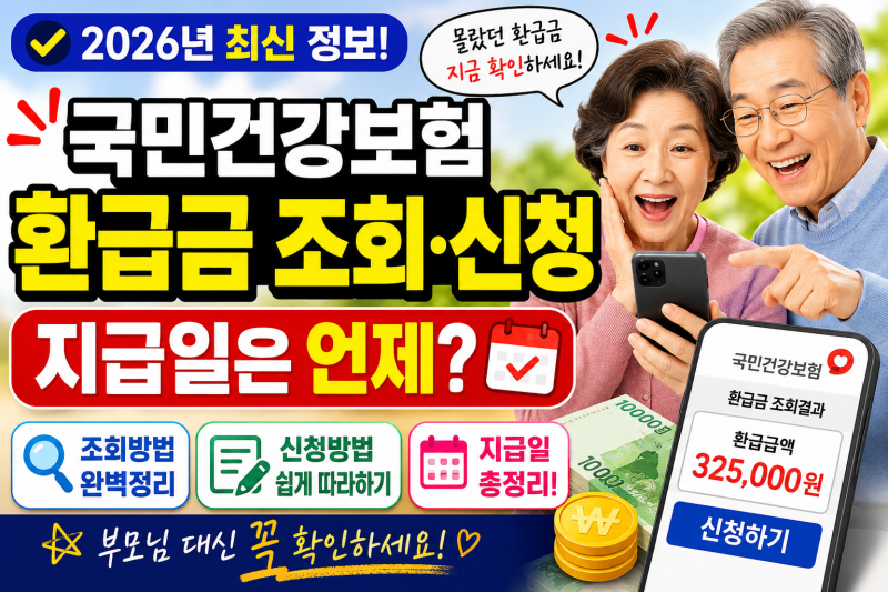 국민건강보험 환급금 조회 신청, 2026년 지급일 언제 들어올까