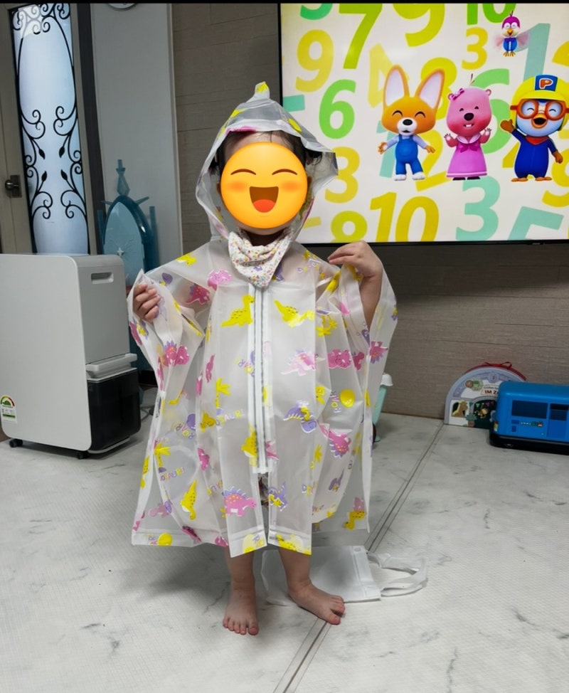 다이소 공룡패턴 어린이 우의 솔직 후기/비 오는 날 어린이집 등원 준비템