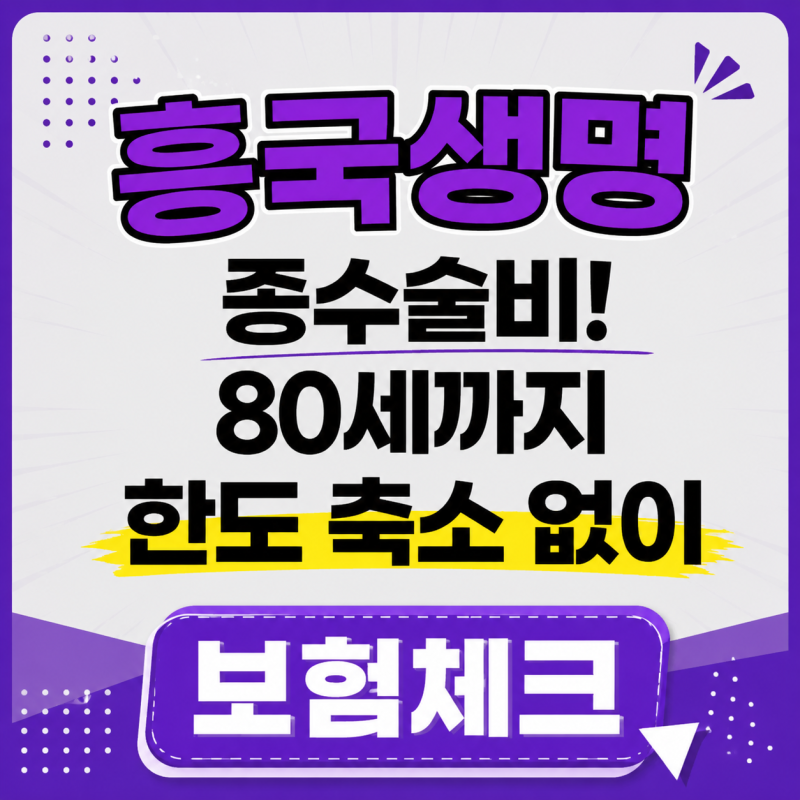 흥국생명 종수술비 80세까지 한도축소 없는 가성비 플랜