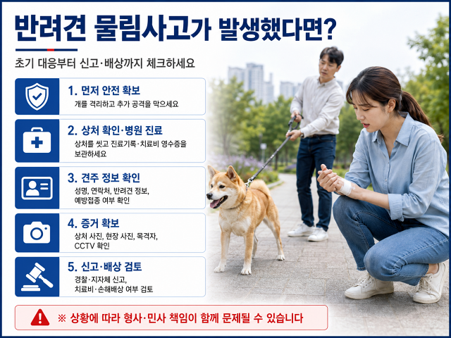 반려견 물림사고 대처법/치료비·합의·신고 절차 한눈에 정리