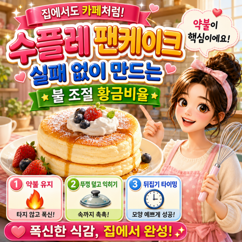 수플레 팬케이크 레시피, 집에서도 폭신하게 만드는 불 조절 황금비율
