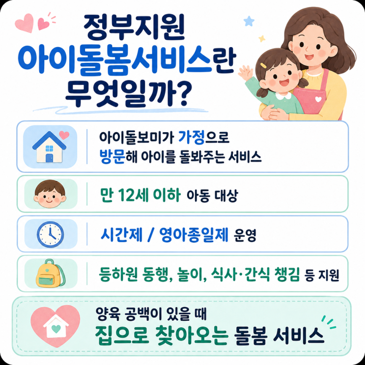 <b>정부</b>지원 아이돌봄서비스 대상은 누구일까? 신청방법·비용 정리