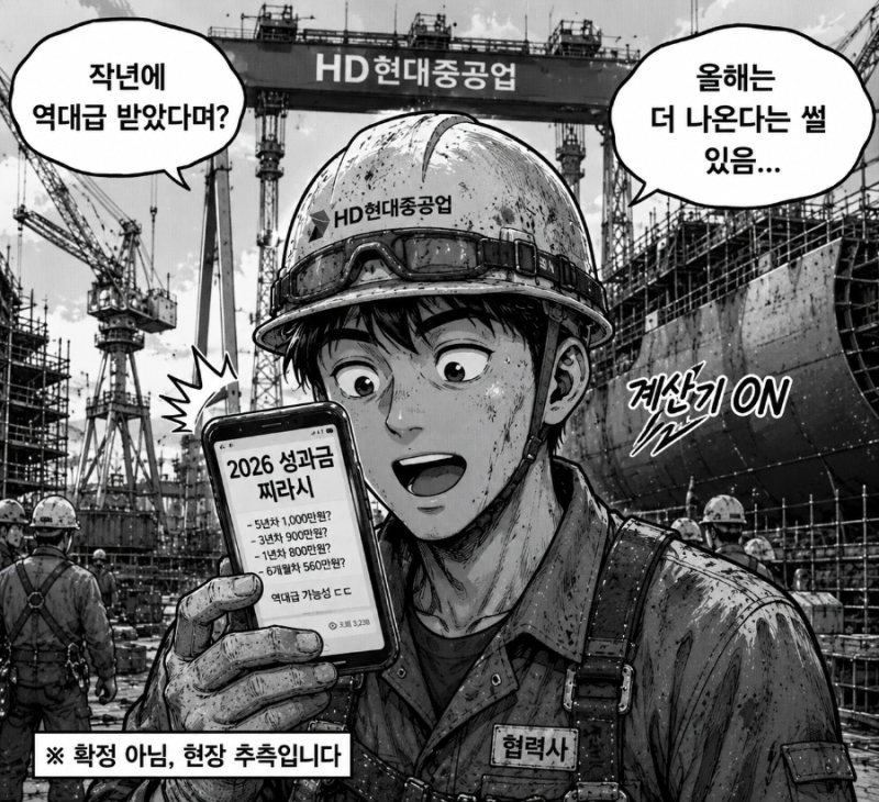 현대중공업 2026 성과금 찌라시 떴다…협력사 올해도 역대급 가능할까?