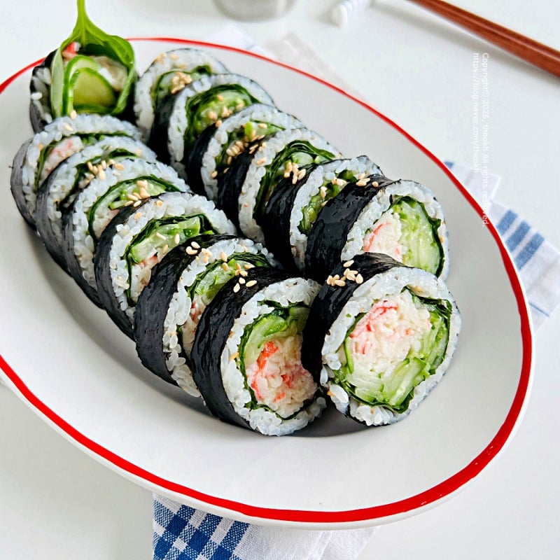 오이크래미김밥 만들기, 아삭한 오이김밥 레시피 한 줄이면 한 끼 완성