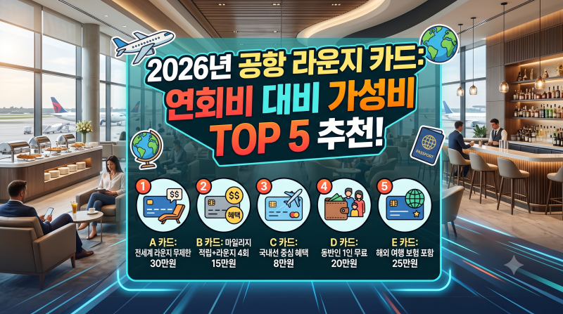 2026년 공항 라운지 카드: 연회비 대비 가성비 TOP 5 추천