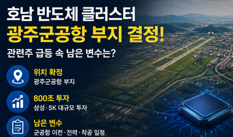호남 반도체 <b>광주군공항 부지</b> 결정, 관련주 급등 속 남은 변수는?