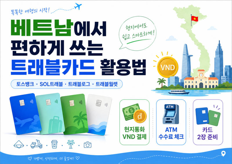 베트남에서 편하게 쓰는 트래블카드 활용법 - 토스뱅크, SOL트래블, 트래블로그, 트래블월렛 ....