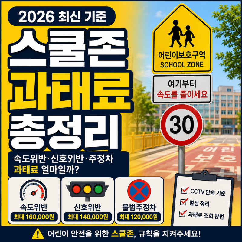 2026 스쿨존 과태료 속도위반·신호위반·주정차 과태료 얼마일까?