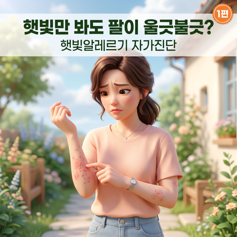 햇빛알레르기 증상 자가진단, 팔·목 붉은 두드러기 (1편)