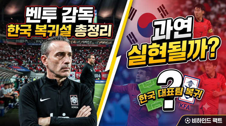 <b>벤투</b> 감독 지원설 총정리, 한국 대표팀 <b>복귀</b> 실현될까?