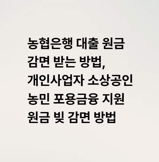 농협은행 대출 원금 감면 받는 방법, 개인사업자 소상공인 농민 포용금융 지원 원금 빚 감면 ....
