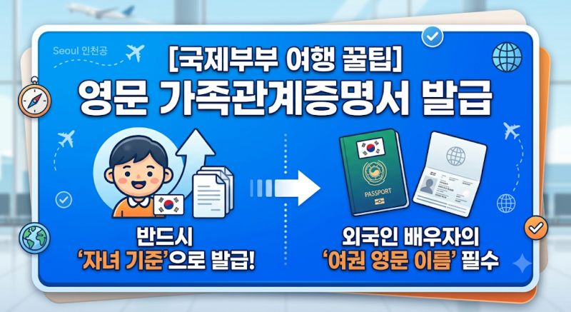 [국제부부 꿀팁] 배우자가 외국인일 때, 자녀와 해외여행 필수 준비물! '영문 가족관계증명서....