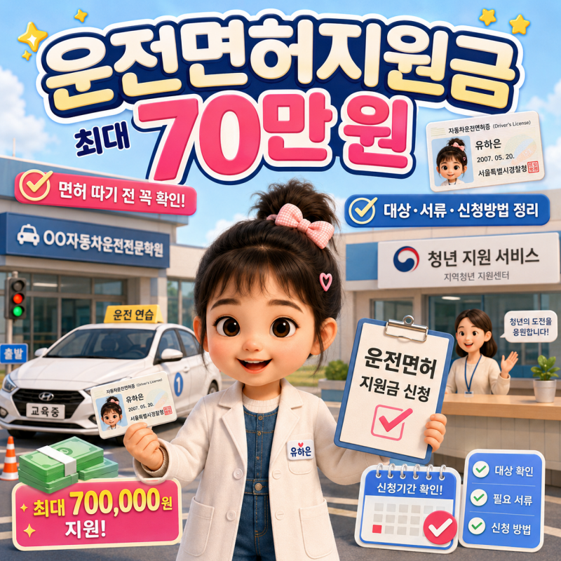 운전면허지원금 최대 70만 원? 면허 따기 전에 모르면 손해 보는 신청 조건 총정리