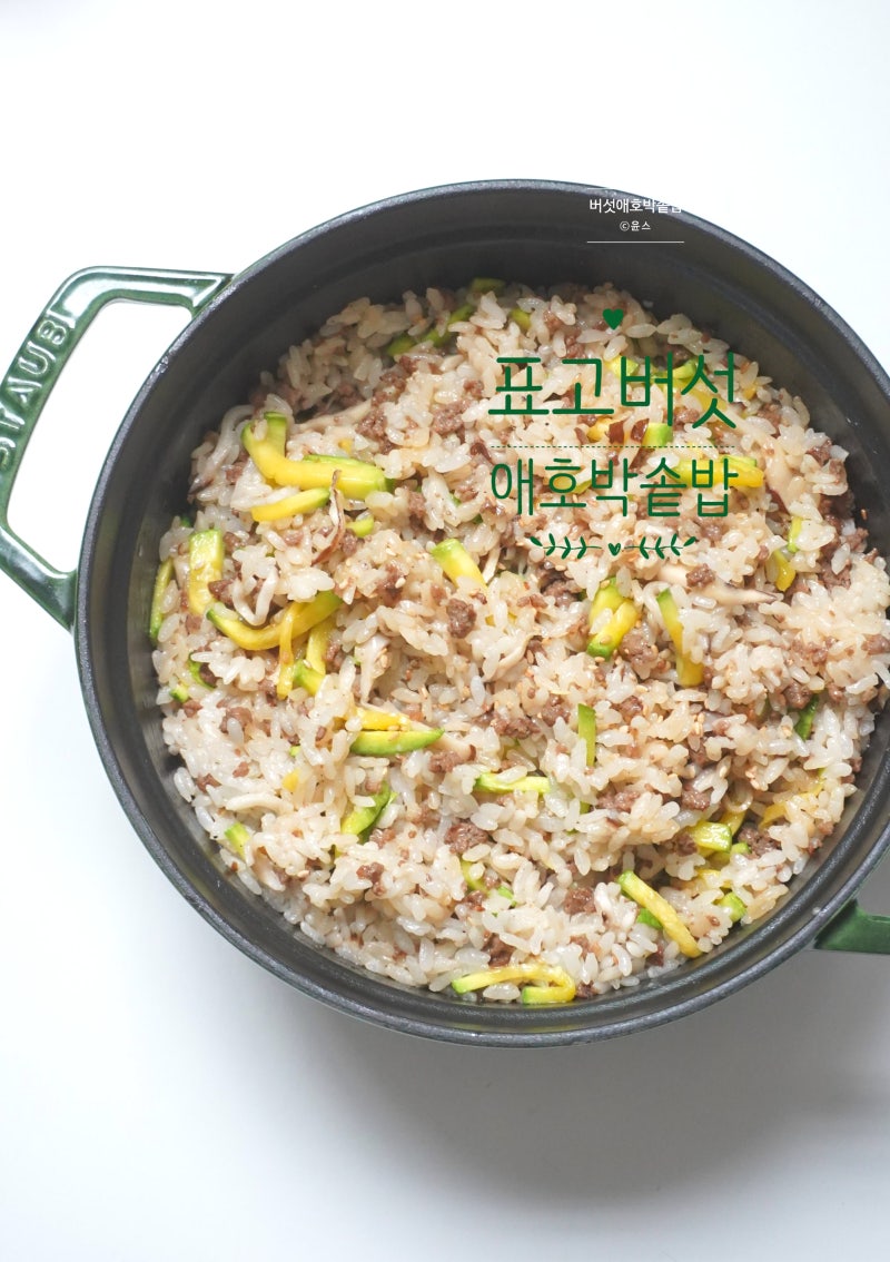 애호박 표고버섯밥 소고기 버섯솥밥 레시피 저녁메뉴 추천
