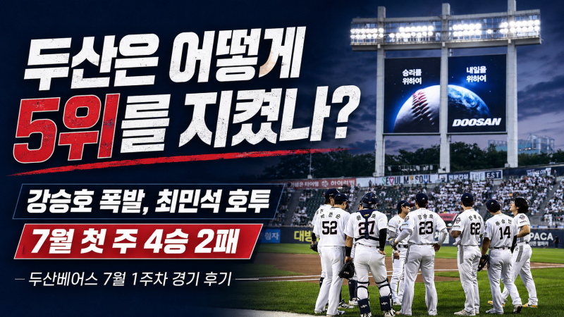 [KBO]두산은 어떻게 5위를 지켰나? 강승호 폭발,최민석 호투로 만든 7월 첫 주 4승 2패 ｜두산베....