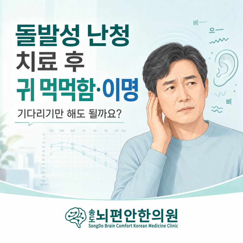돌발성 난청 치료 후 귀 먹먹함과 이명, 저절로 낫기만 기다려도 될까요?