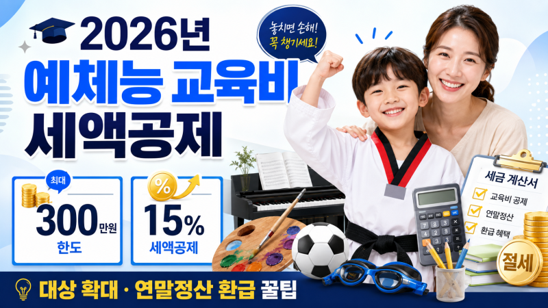 2026년 예체능 교육비 세액공제 총정리｜대상·공제한도·연말정산까지