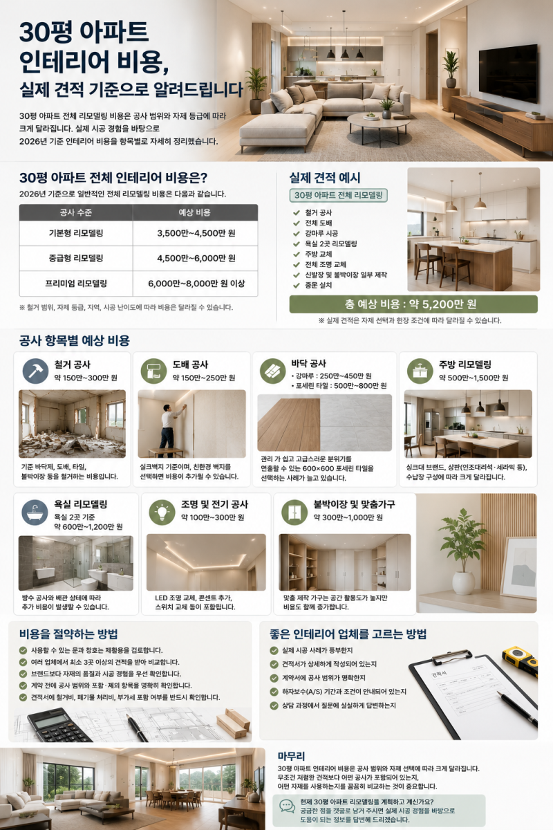 30평 아파트 인테리어 비용