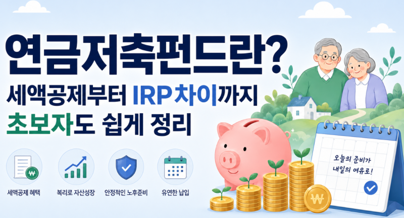 연금저축펀드란? 세액공제부터 IRP 차이까지 초보자도 쉽게 정리