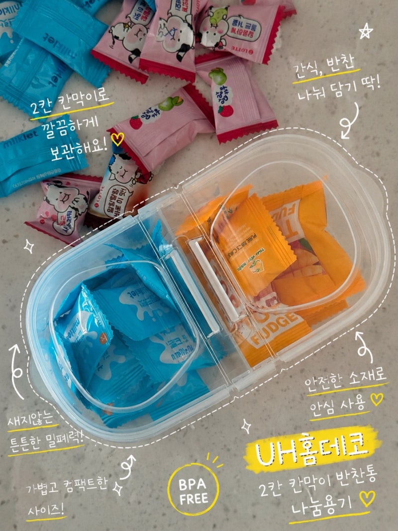 칸막이 반찬통 활용기, 냉장고 정리가 쉬워진 2칸 도시락 용기