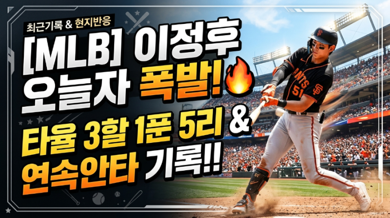 [MLB] 이정후 오늘자 타율 업데이트! 16경기 연속 안타+4안타 폭발, 주요 기록 및 팀 순위 현황