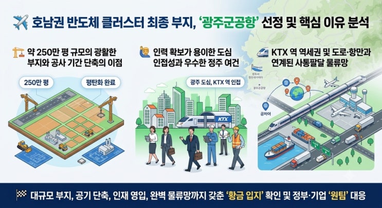 ️ 호남권 반도체 클러스터 최종 <b>부지</b>, ‘<b>광주군공항</b>’ 선정... 