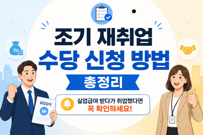 조기 재취업 수당 신청 방법 총정리, 실업급여 받다가 취업했다면 꼭 확인하세요