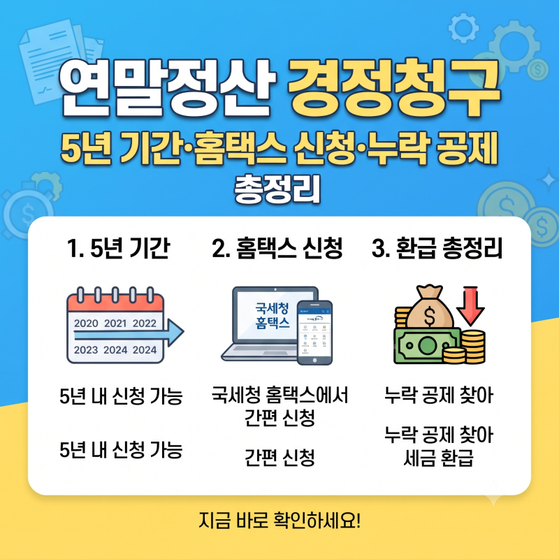 연말정산 경정청구 방법 5년 기간·홈택스 신청·누락 공제 환급 총정리