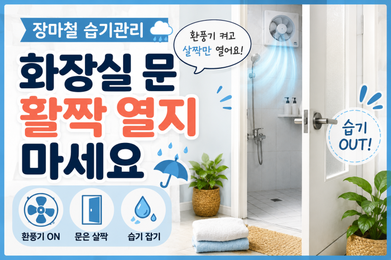장마철 습기관리 화장실 문 활짝 열면 안 되는 이유