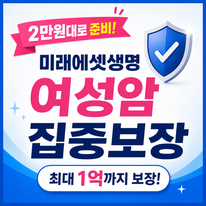 2만원대로 준비하는 미래에셋생명 여성암 집중보장, 1억까지