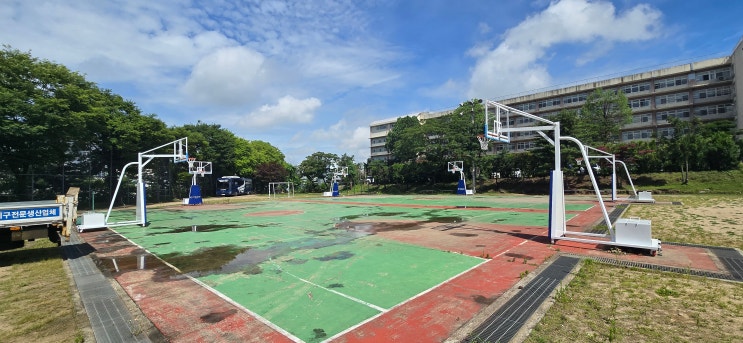 수원 <b>유신고등학교</b> 이동식... 학교 운동장 농구시설... 