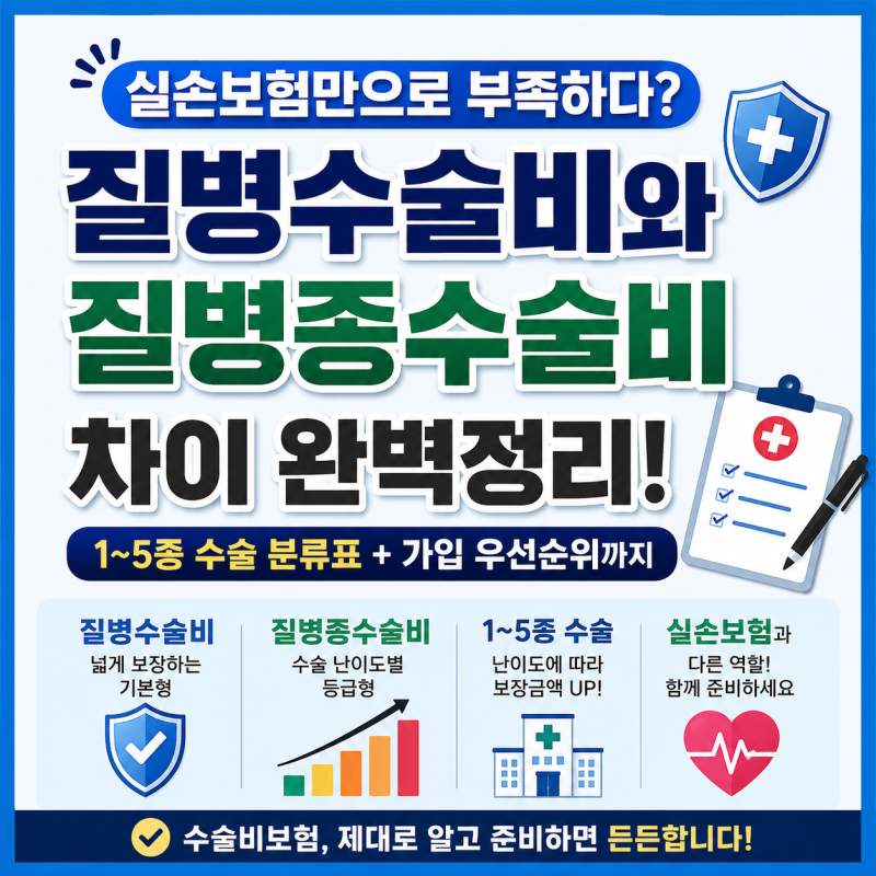 질병수술비와 질병종수술비 차이 총정리! 실손보험이 있어도 수술비보험이 필요한 이유