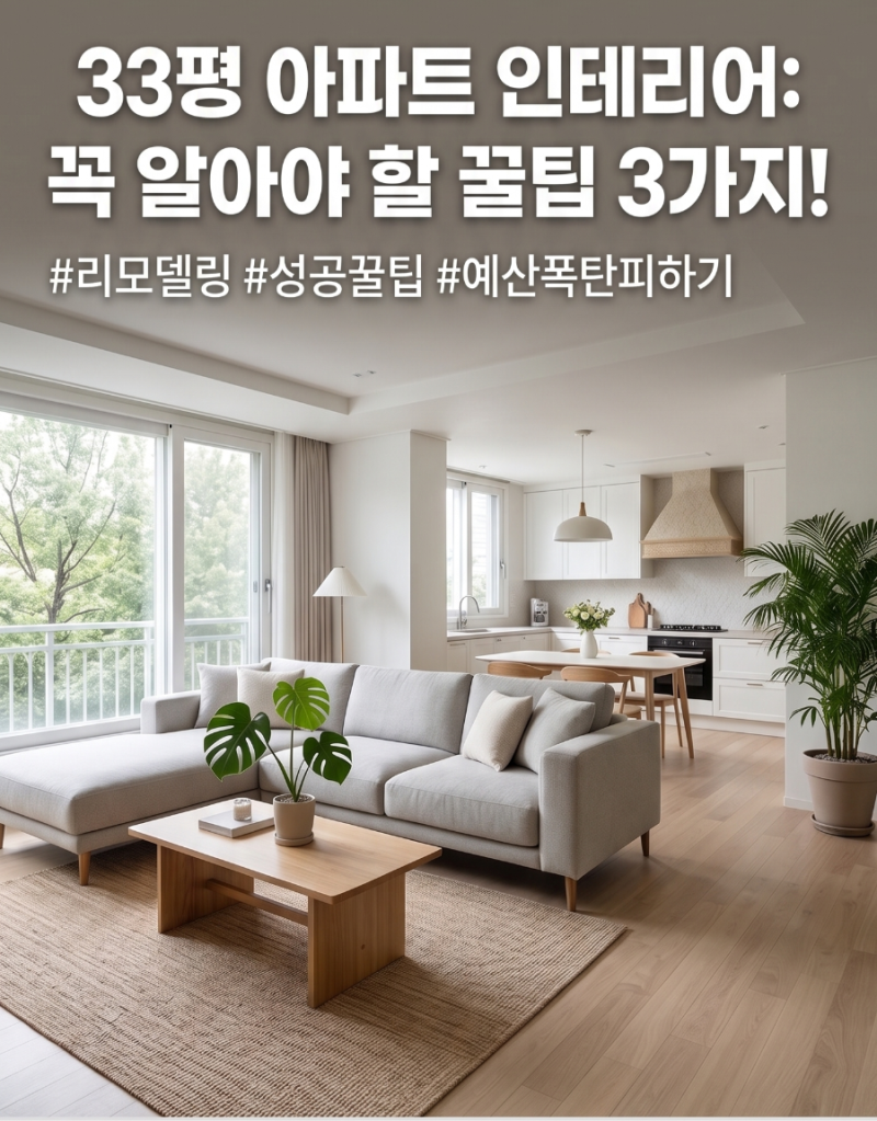 33평 아파트 인테리어 비용 트렌드와 성공 꿀팁