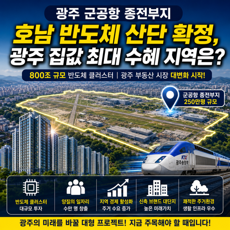 광주 군공항 종전부지 <b>호남 반도체 산단</b> 확정, 광주 집값 최대... 