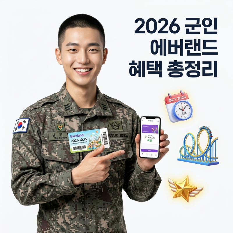 2026 군인 에버랜드 공짜 무료 방법 총정리! 휴가증 지참 규칙 및 간부 동반 할인 예매 가이드