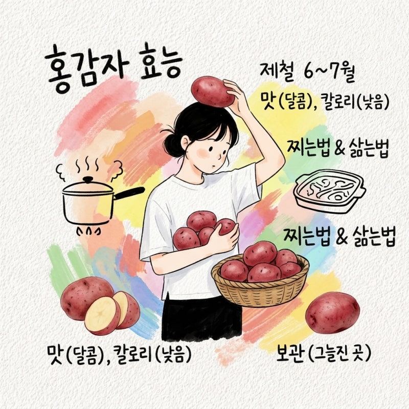 홍감자 효능 제철 시기 맛 칼로리 찌는법 삶는법 보관방법