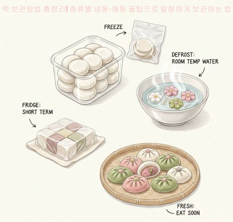 떡 보관방법 총정리! 종류별 냉동·해동 꿀팁으로 말랑하게 보관하는 법