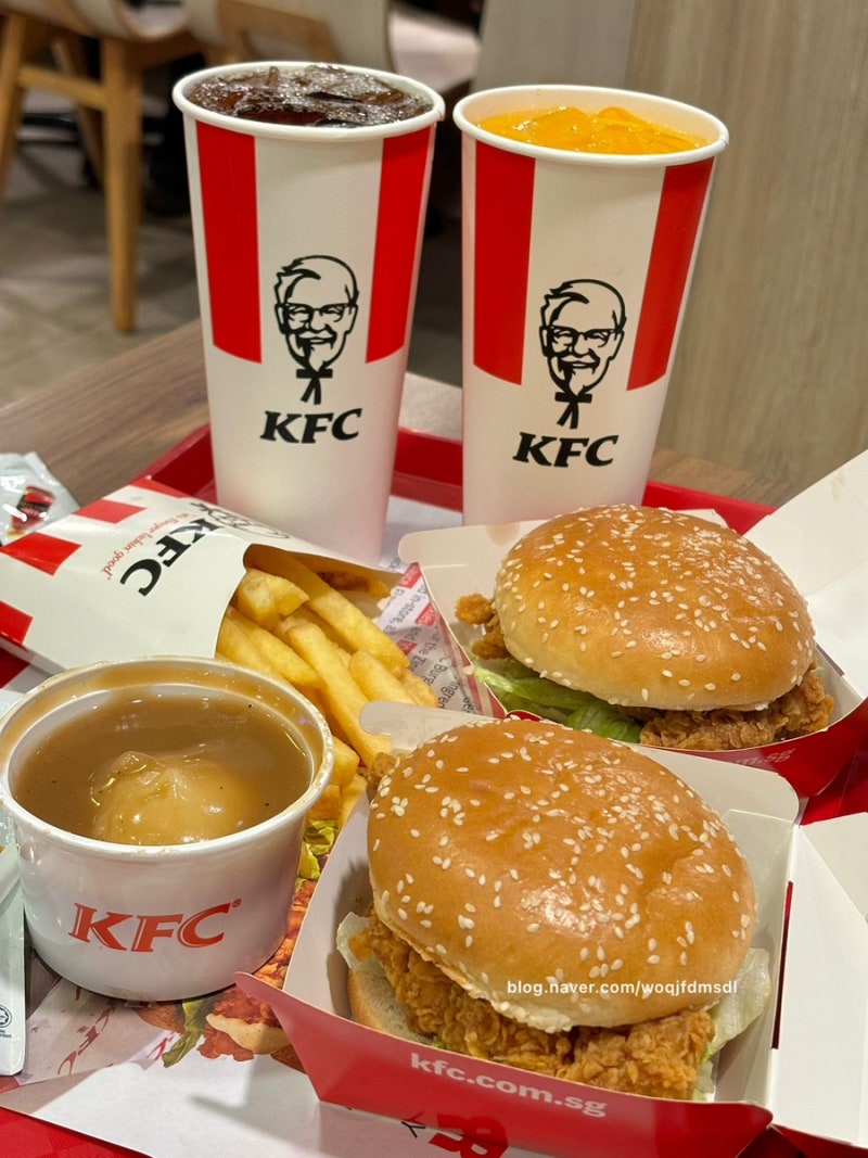 창이공항 먹거리 kfc  싱가포르 패스트푸드 햄버거 메뉴