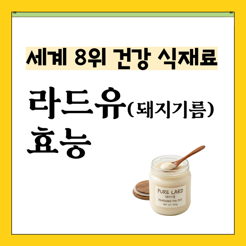 라드유(돼지기름) 효능과 부작용, BBC가 세계 8위 건강 식재료로 선정한 이유