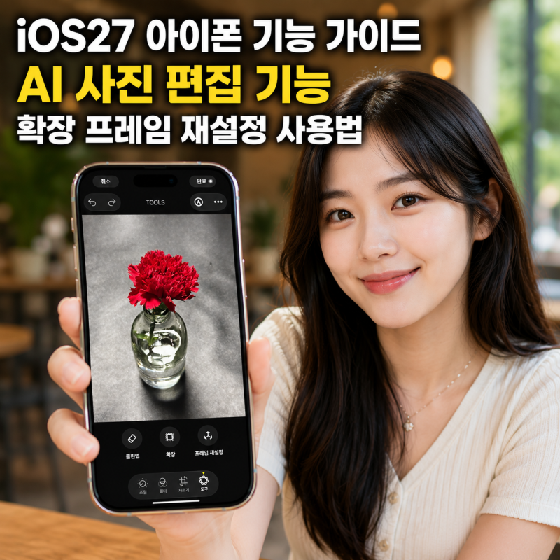 iOS27 아이폰 사진 편집 기능 AI 확장 프레임 재설정 사용법