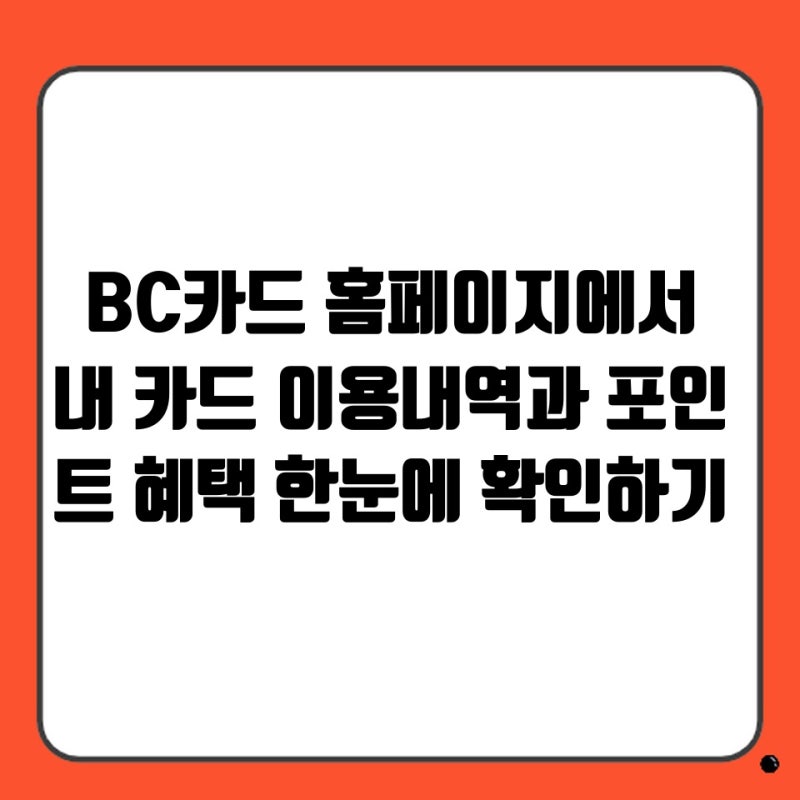 BC카드 홈페이지에서 내 카드 이용내역과 포인트 혜택 한눈에 확인하기