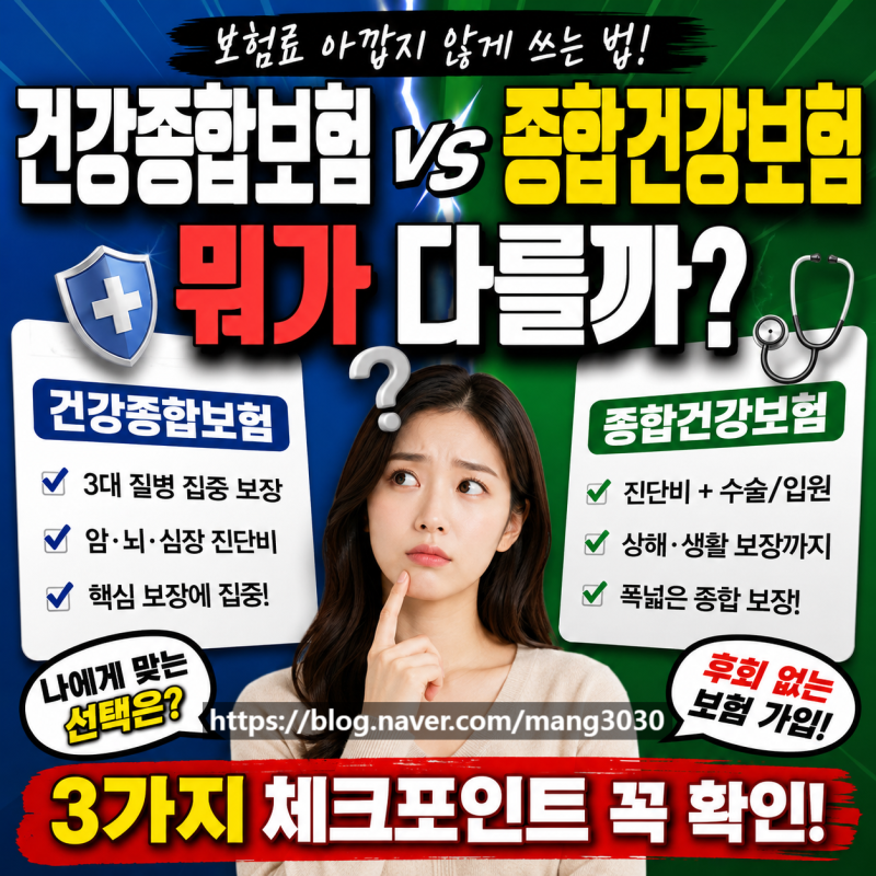 건강종합보험 종합건강보험 차이점 비교 및 후회 없는 가입 추천
