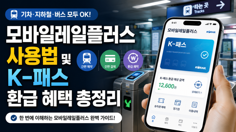 모바일레일플러스 사용법 및 K-패스 환급 혜택 총정리 (예약부터 결제까지)